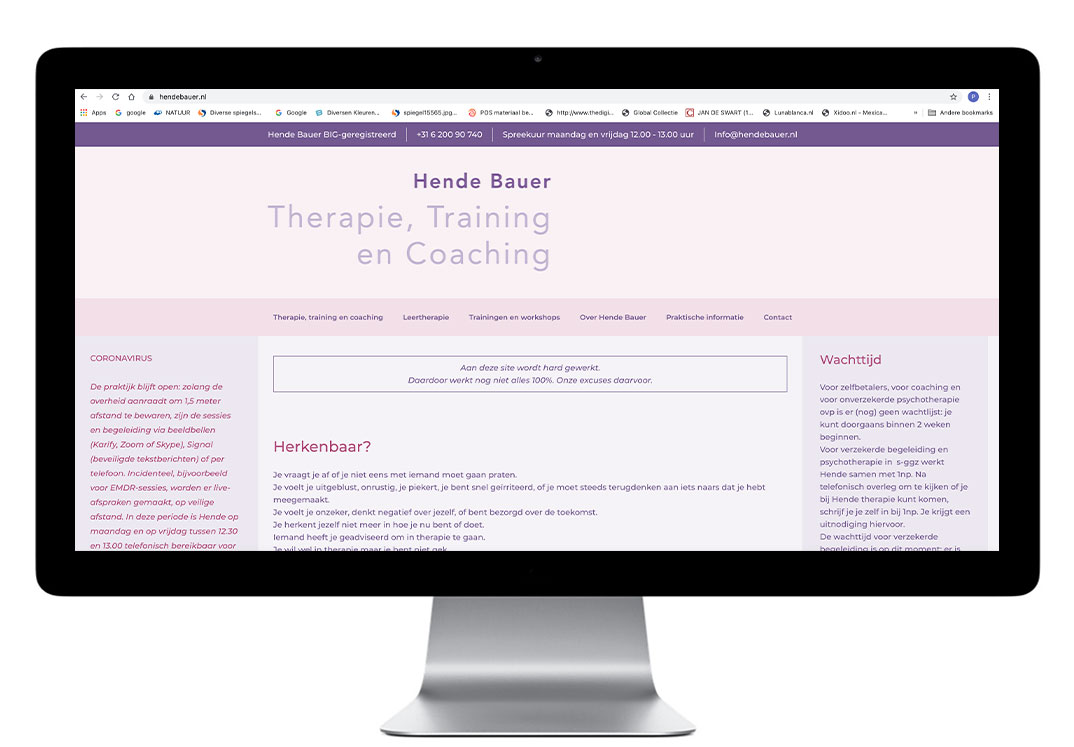 Webdesign voor psychotherapeut Hende Bauer